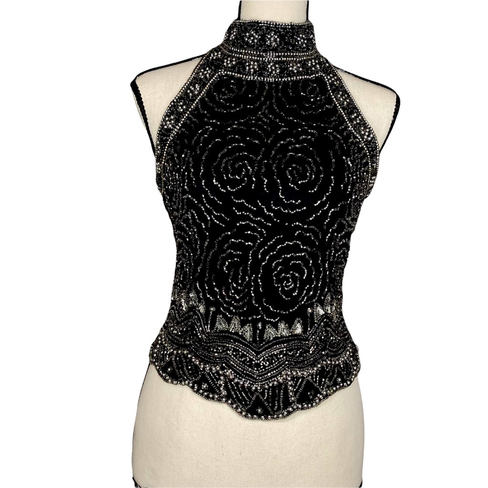 BEST DRESSED Embellished halter top.